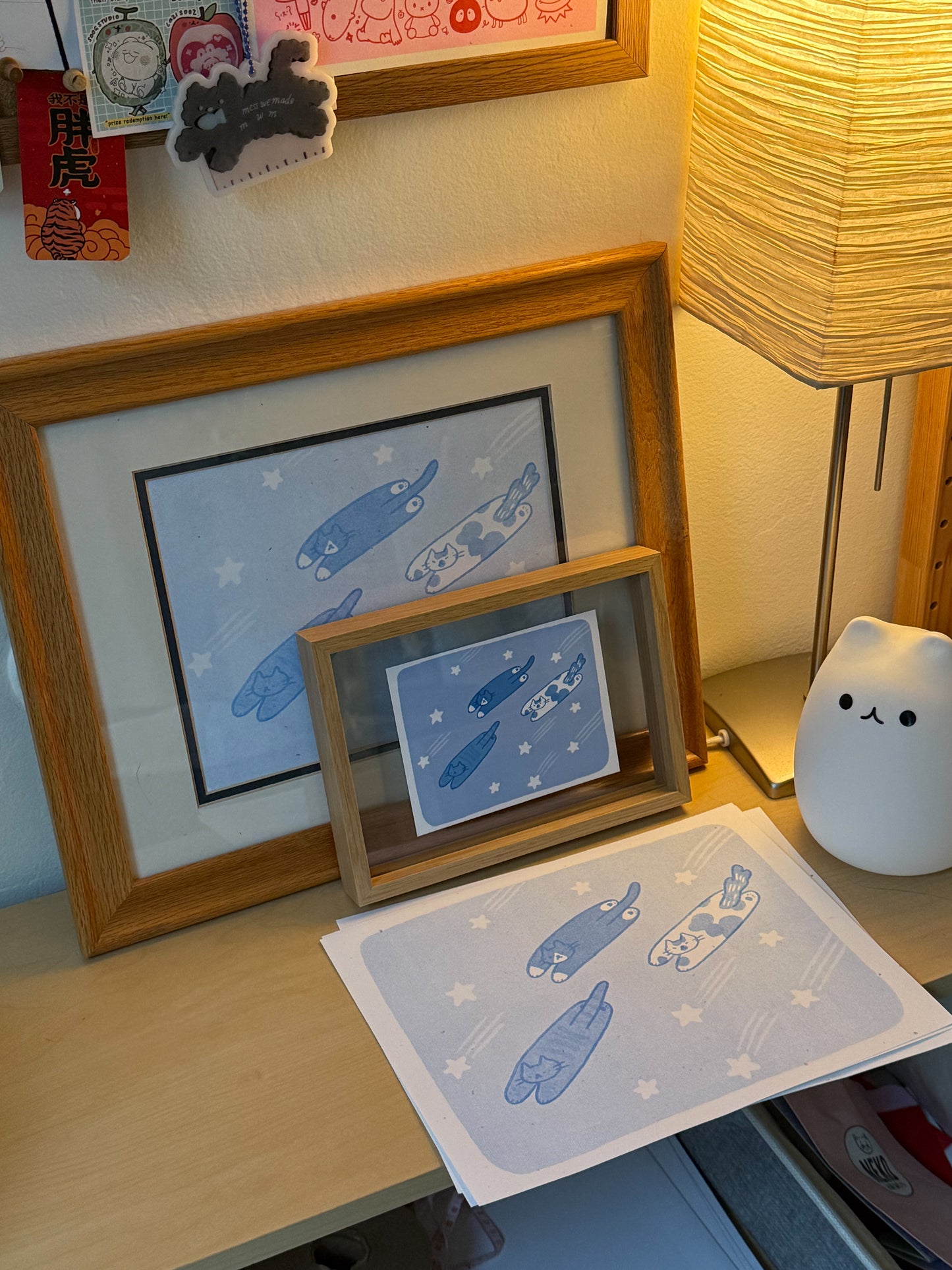 Jumping Cats Risograph Print