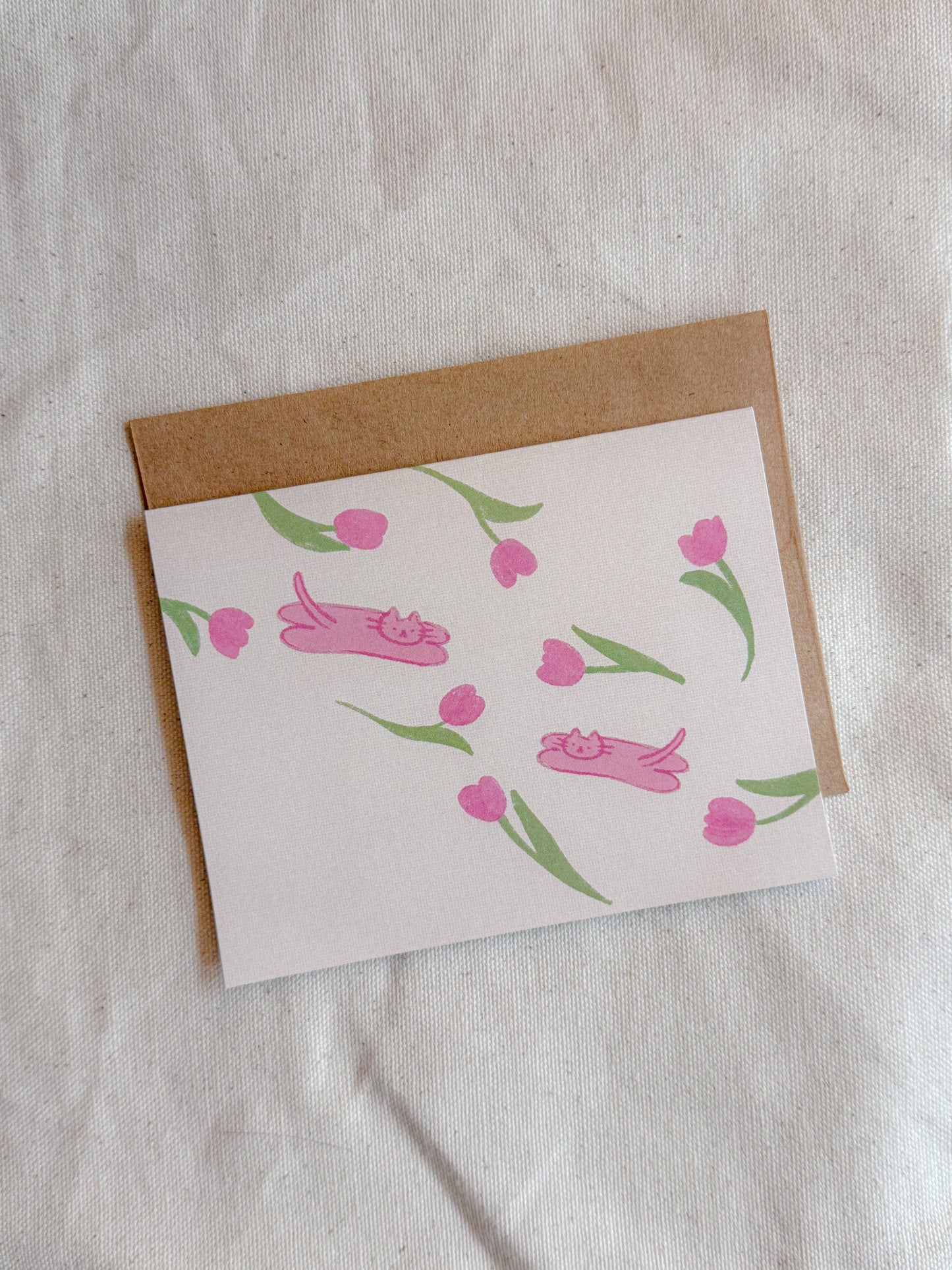 Tulip Cats Greeting Card