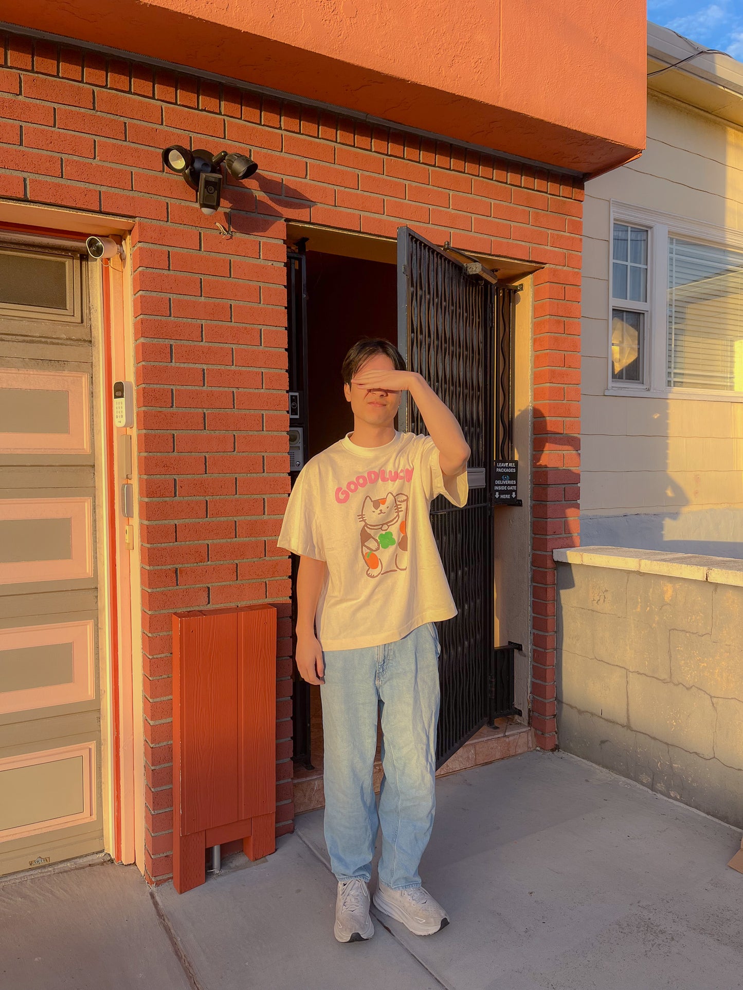 Goodluck Cat Handprinted Tshirt image 2