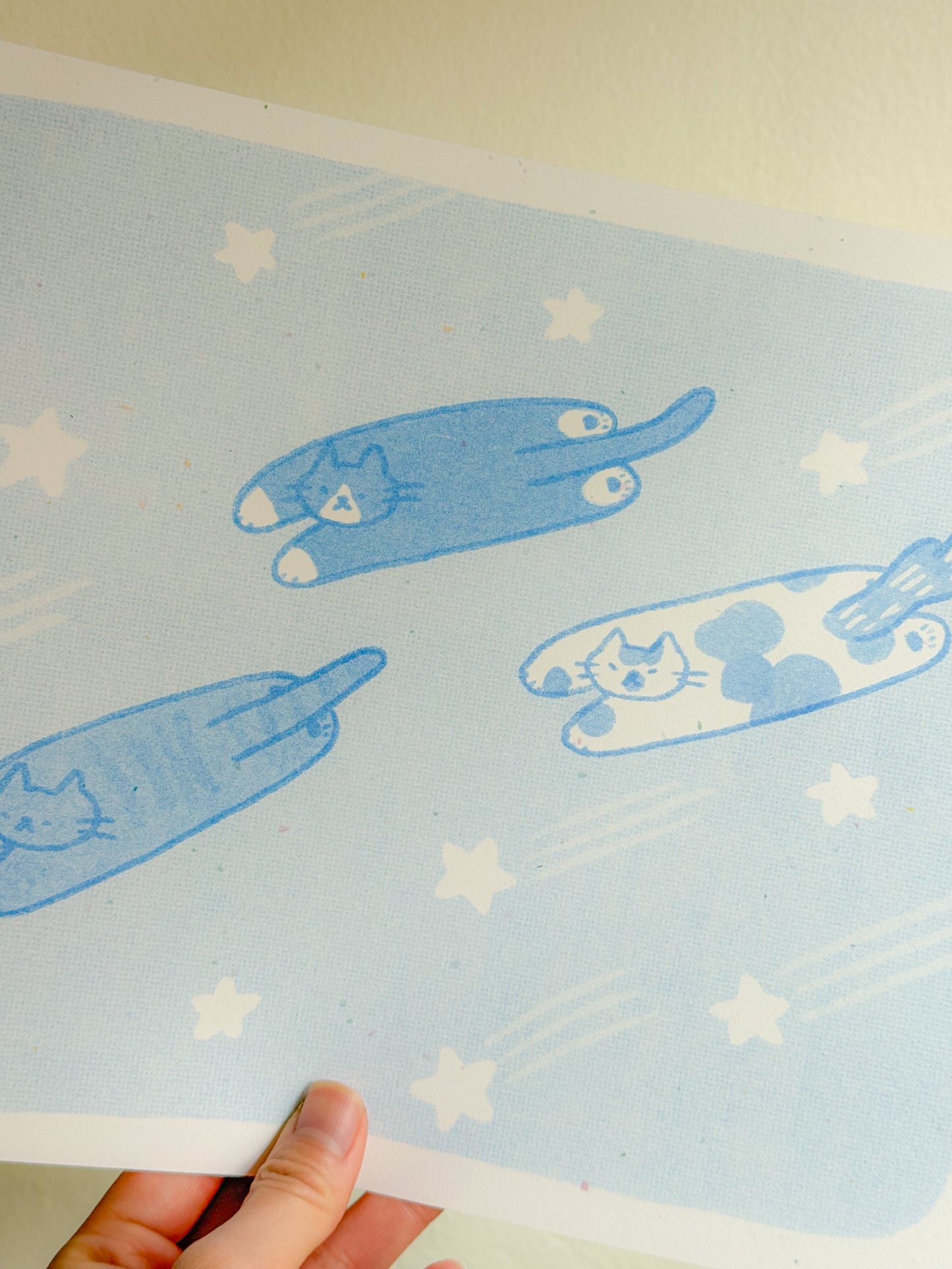 Jumping Cats Risograph Print