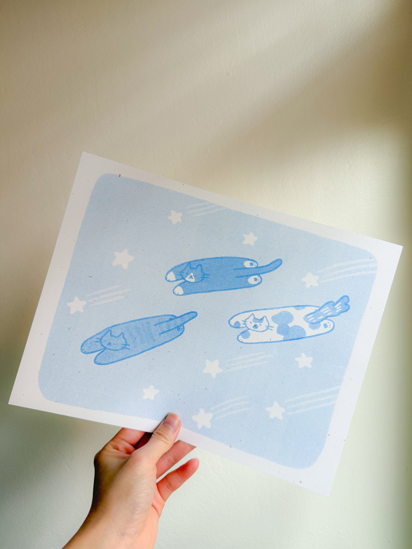 Jumping Cats Risograph Print