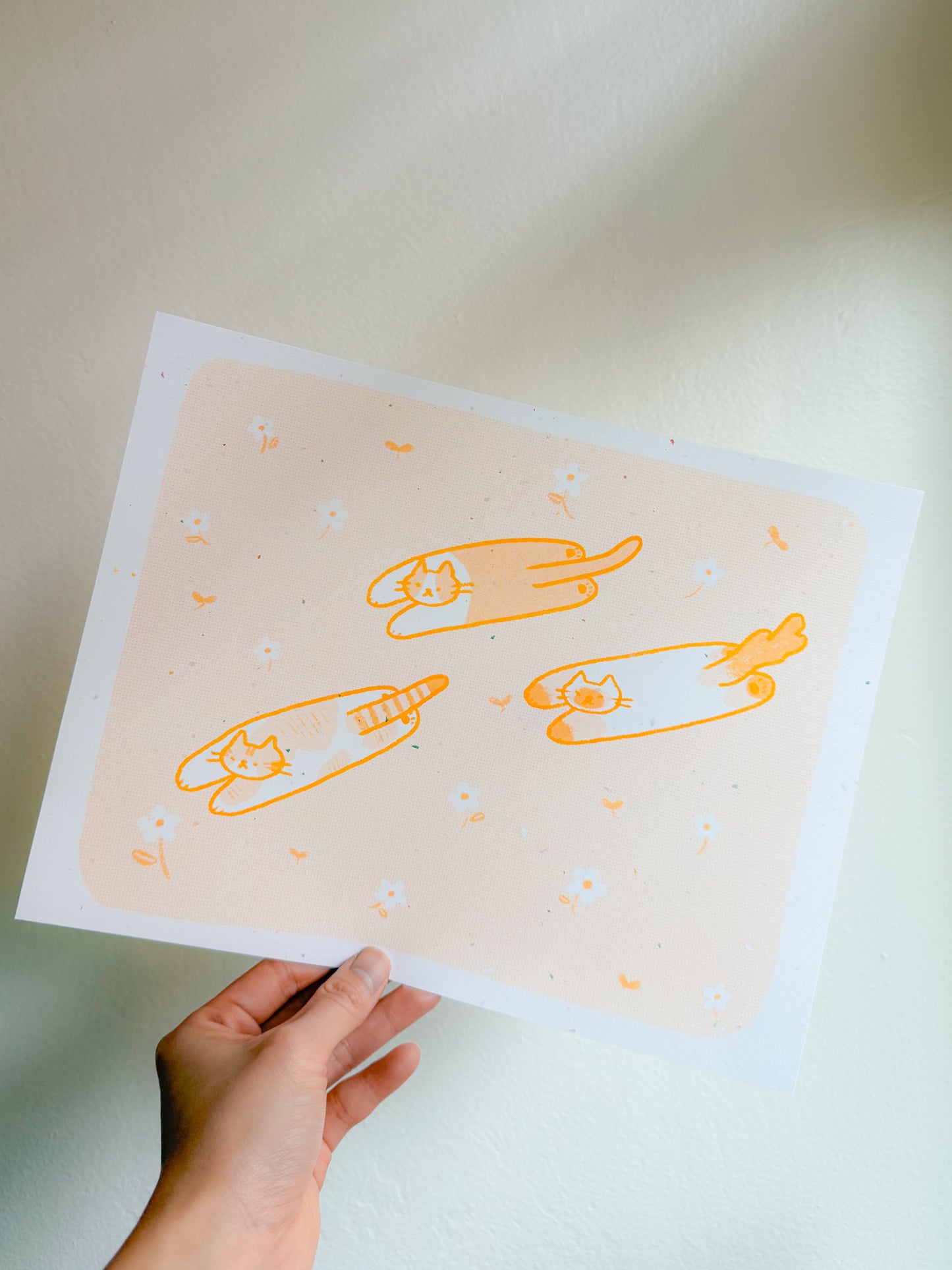 Jumping Cats Risograph Print