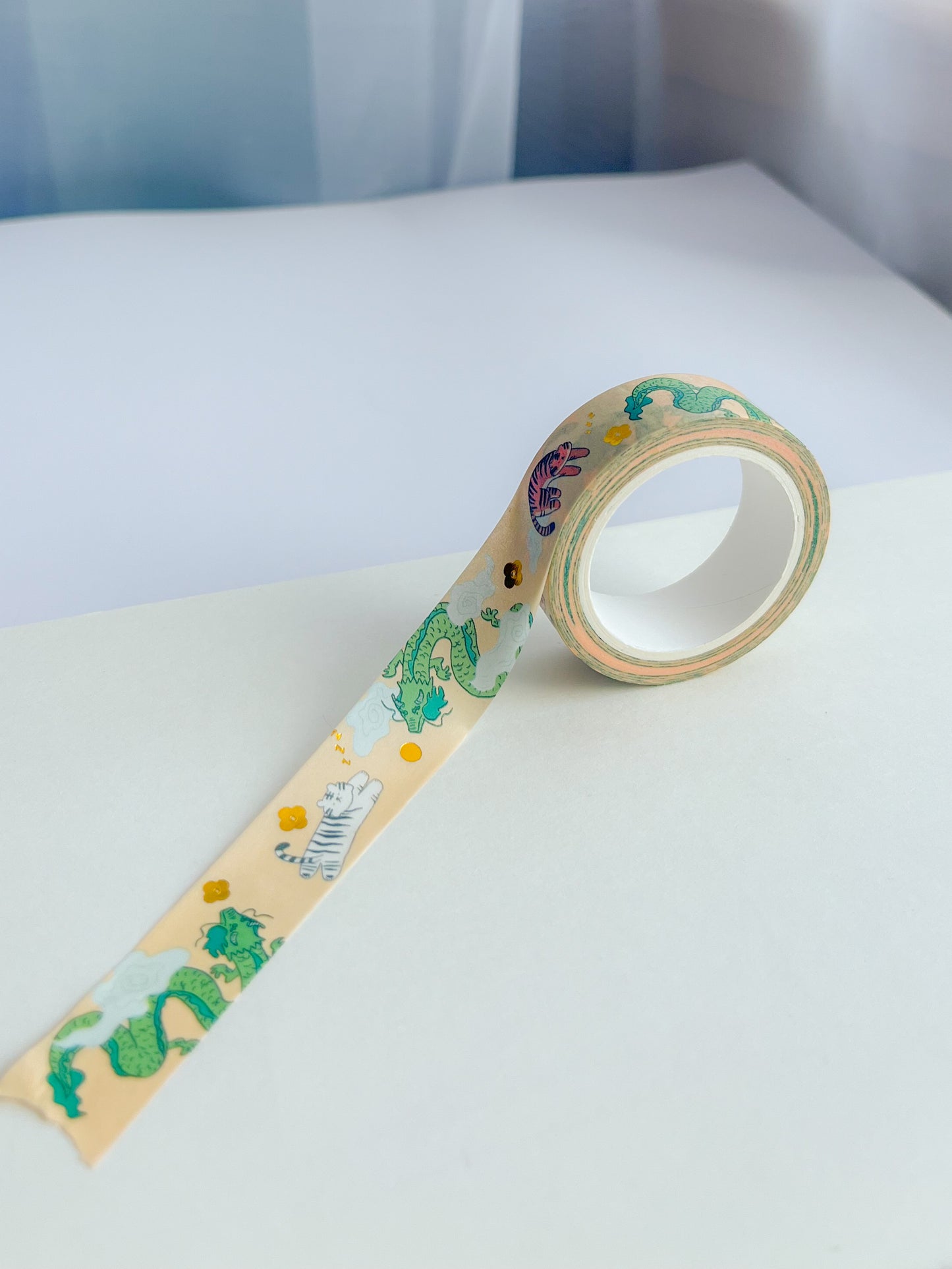 Sleeping Tiger Flying Dragon Foil Washi Tape image 1