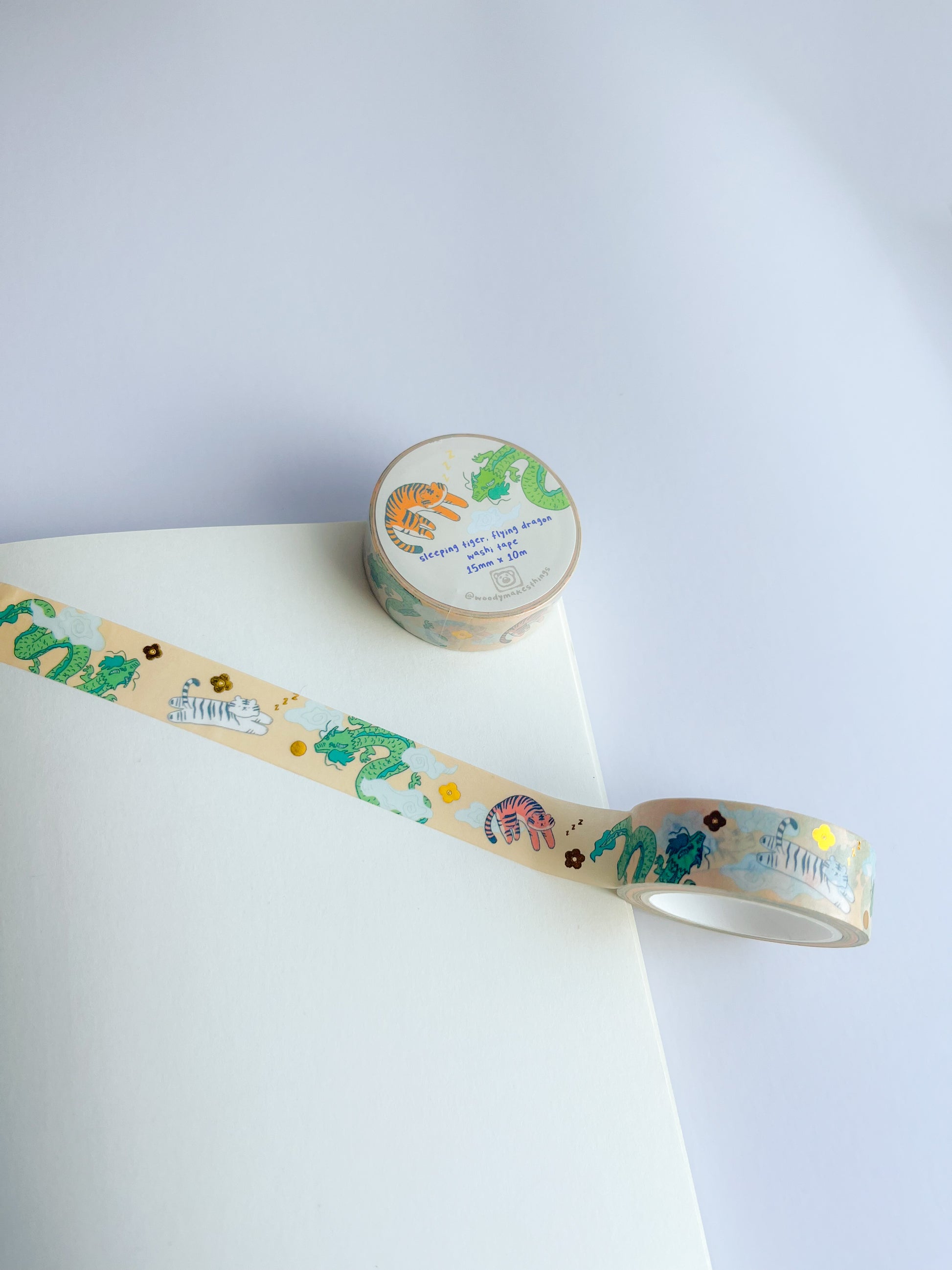 Sleeping Tiger Flying Dragon Foil Washi Tape image 0