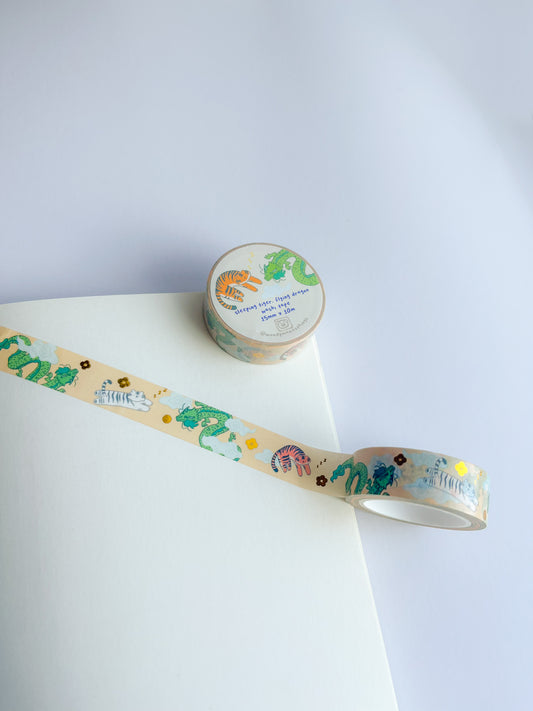 Sleeping Tiger Flying Dragon Foil Washi Tape image 0