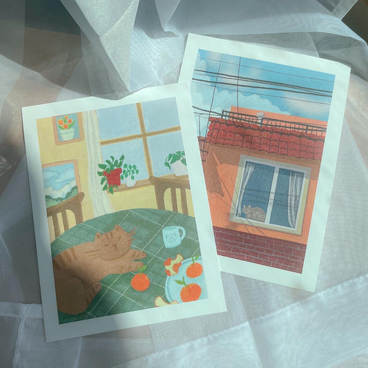 5x7" Cat Print - Cozy Kitty