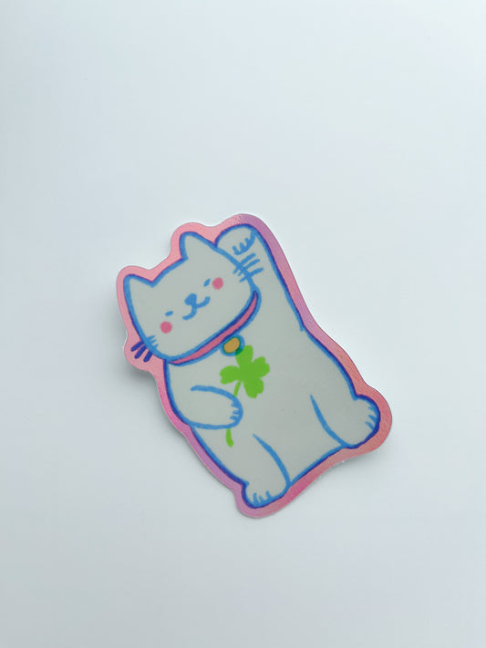 Lucky Kitty Holographic Sticker
