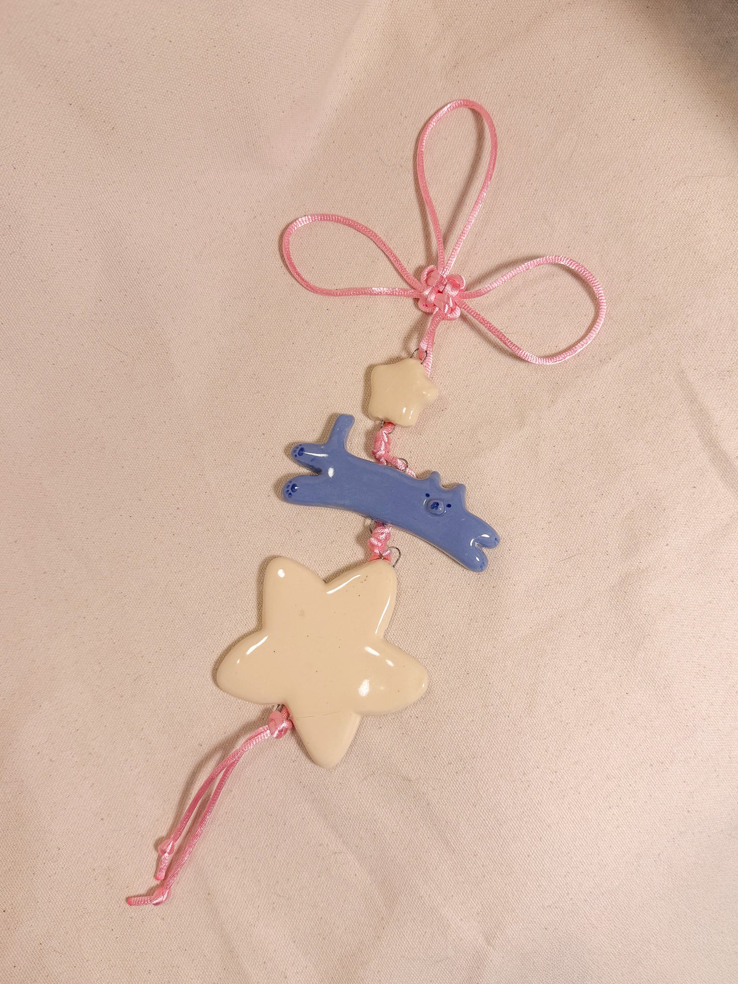 Jumping Star Cat Ceramic Wall Hanging