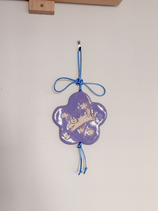 Purple Flower Ceramic Wall Hanging