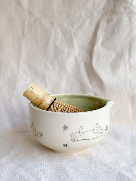 Clover Kitties Matcha Bowl (Medium)
