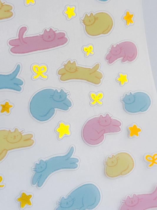 Starry Cats Foil Clear Sticker Sheet