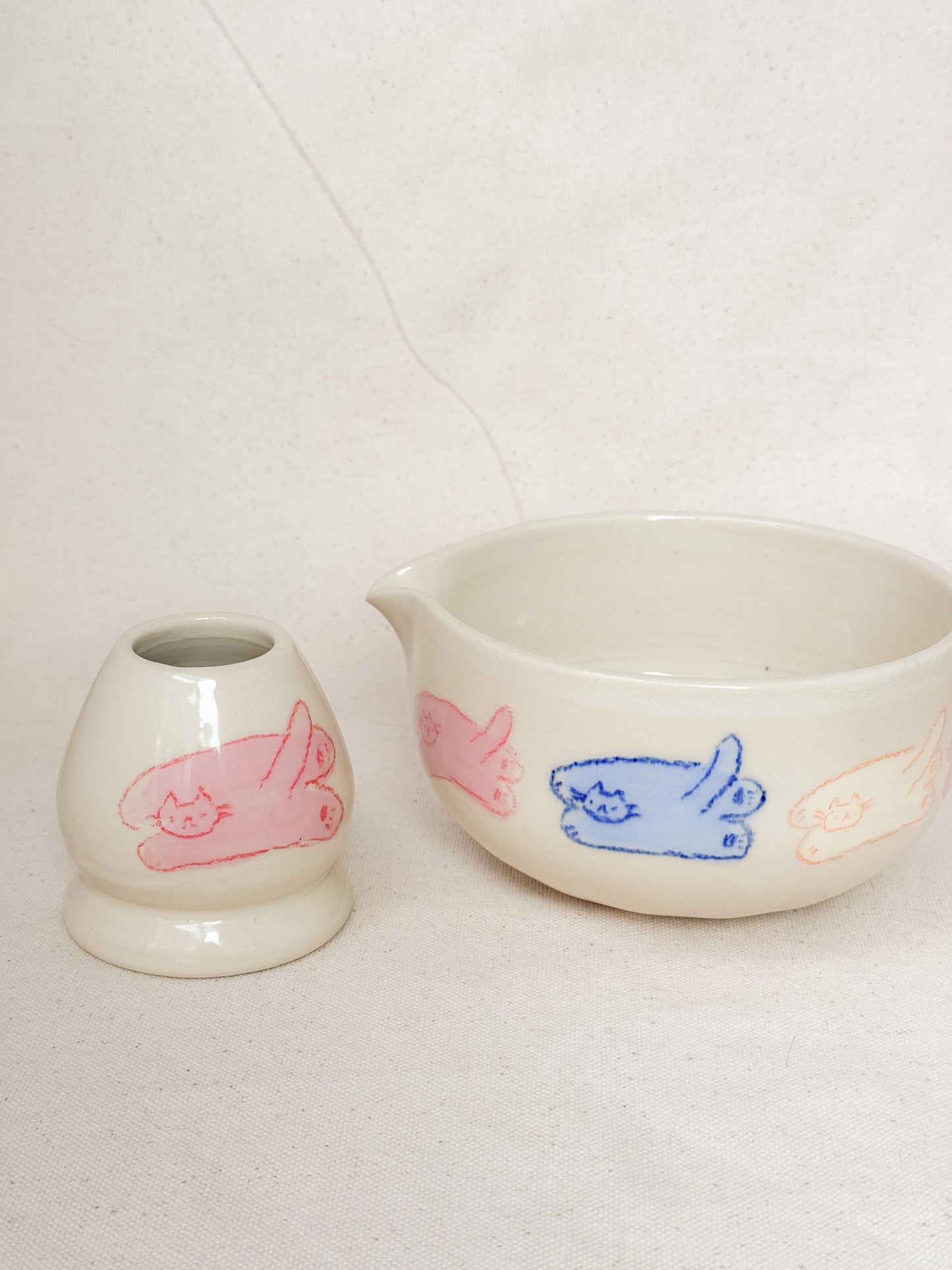 [PREORDER] Primary Cats Matcha Bowl + Whisk Holder