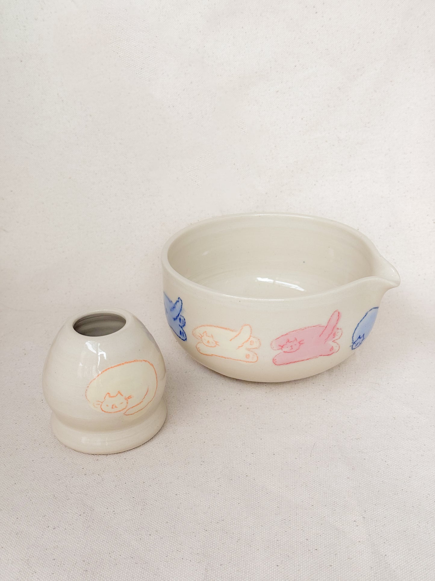 [PREORDER] Primary Cats Matcha Bowl + Whisk Holder