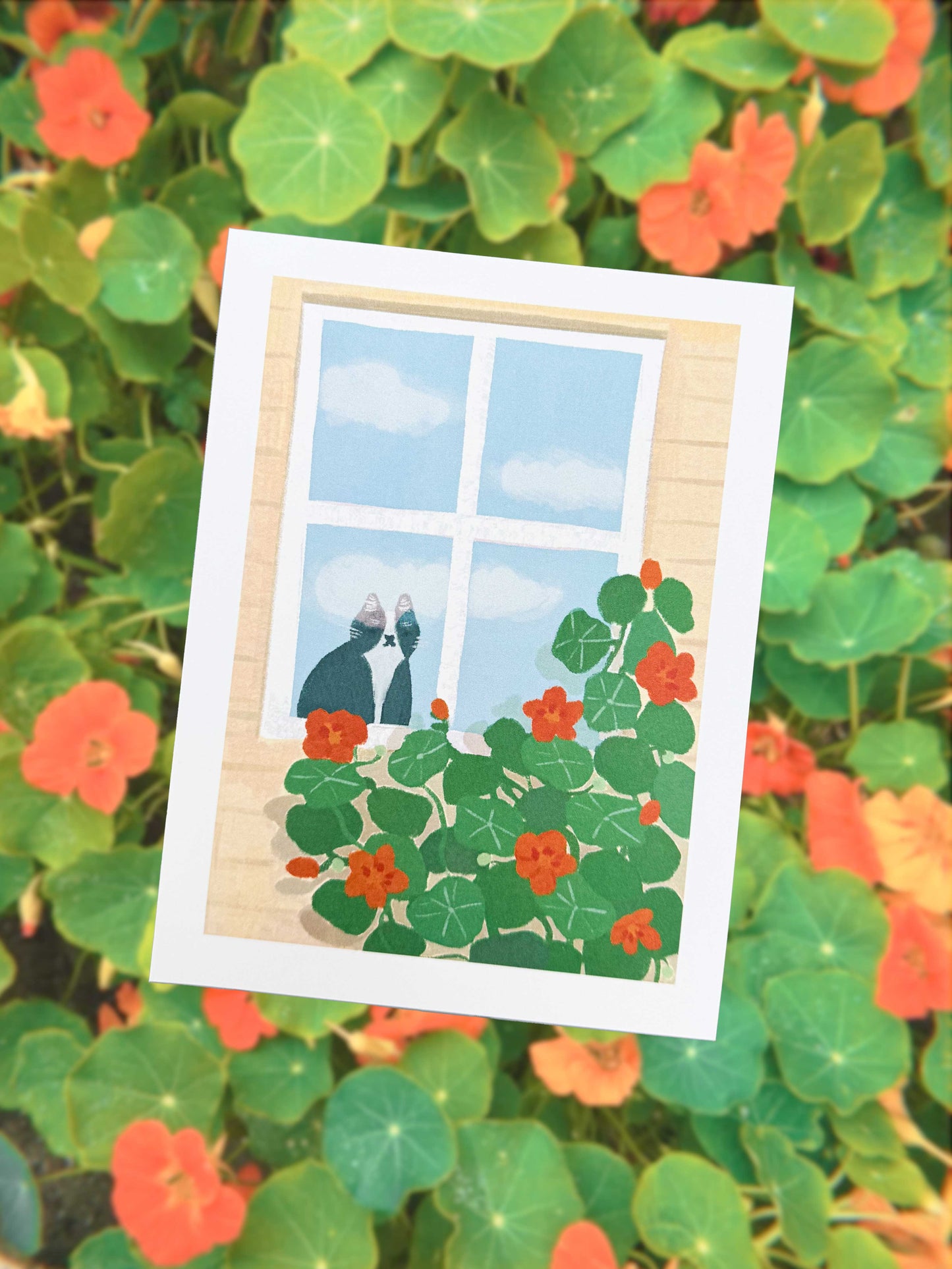 5x7" Cat Print - Nasturtium Cat