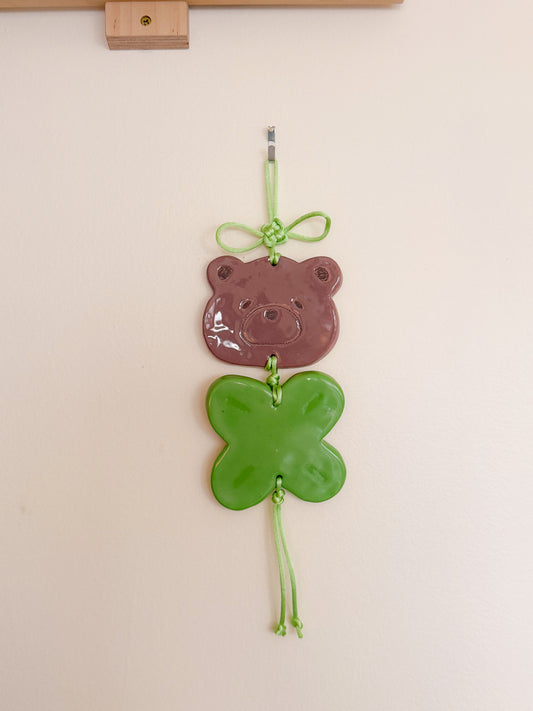 Clover Bear Ceramic Wall Hanging