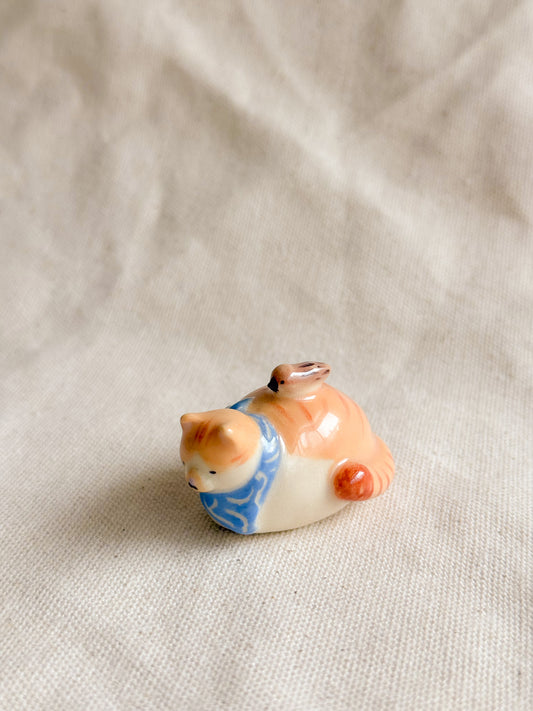 Cat and Sparrow Ceramic Desk Buddy