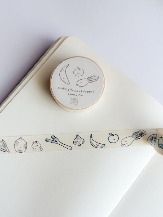 Scribbly Fruits and Veggies Washi Tape image 0